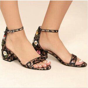 Steve Madden Leopard Print Sandals with Floral Embroidery